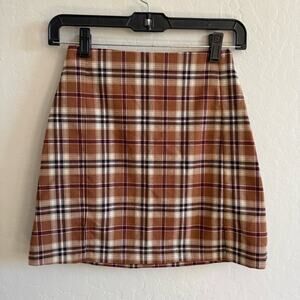 PacSun John Galt Tan Plaid Tartan Skirt